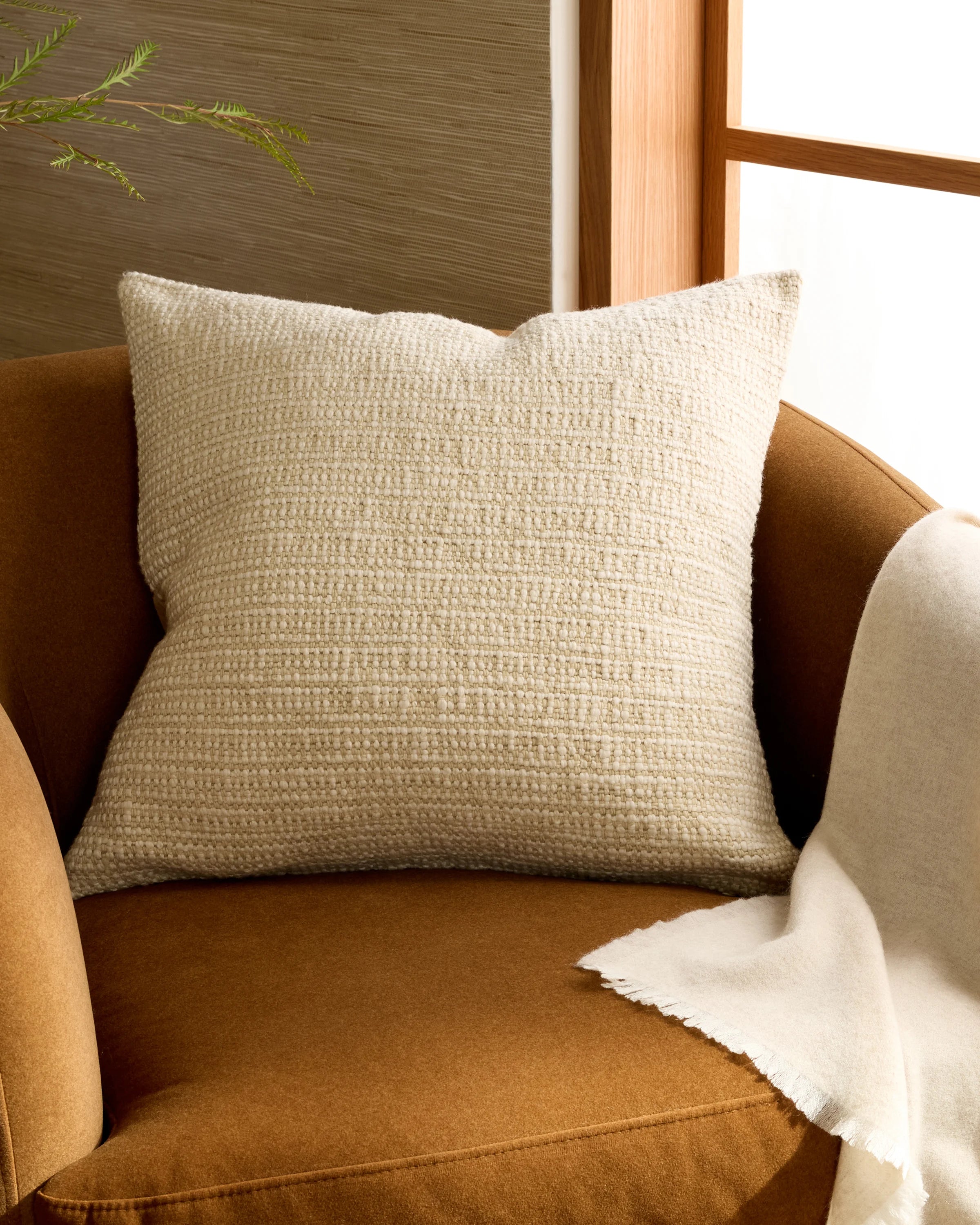 Wool Linen Textured Pillow Cover - 20x20 / Ivory Secondary image