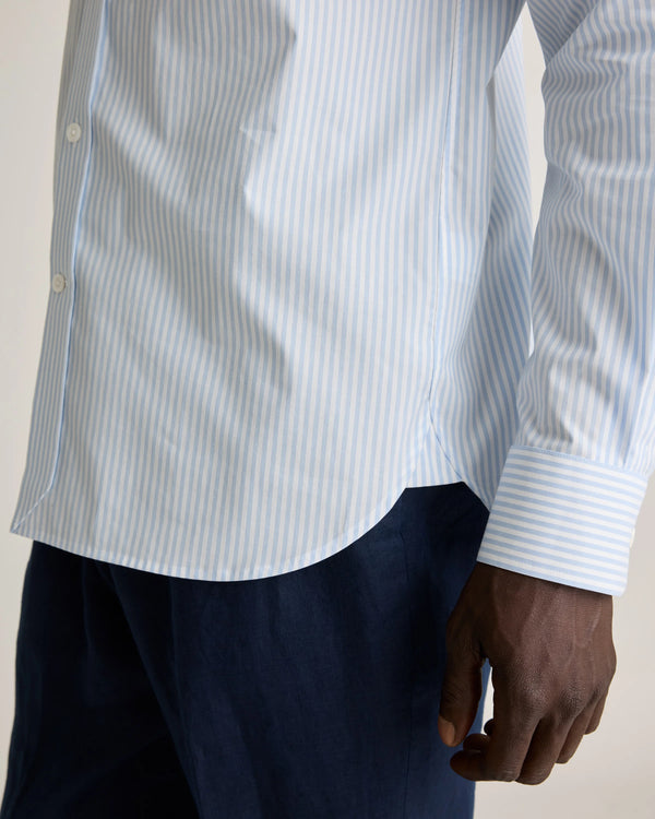 Organic Cotton Stretch Poplin Dress Shirt - S / White/Navy Minigrid