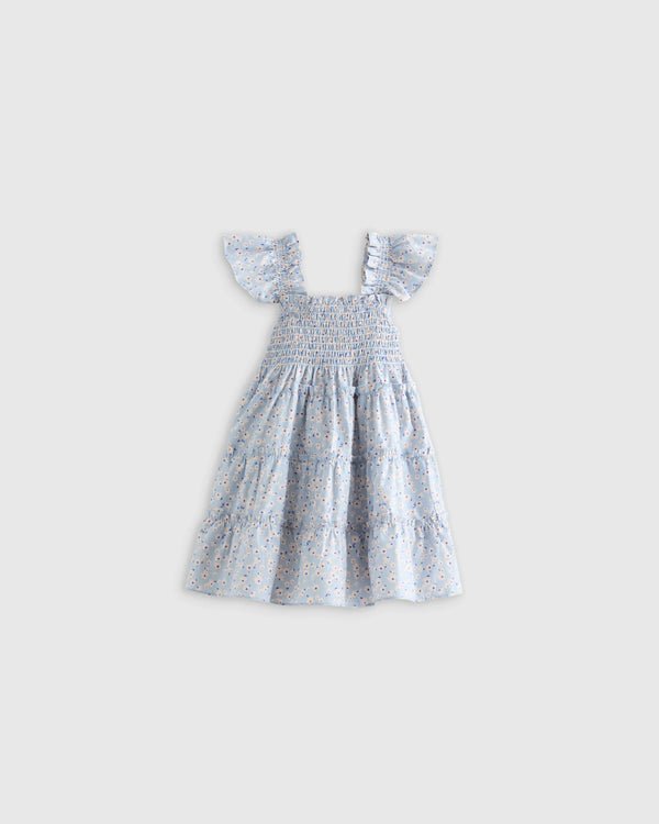 100% Organic Cotton Poplin Smocked Dress - 3-6M / Wisteria Floral