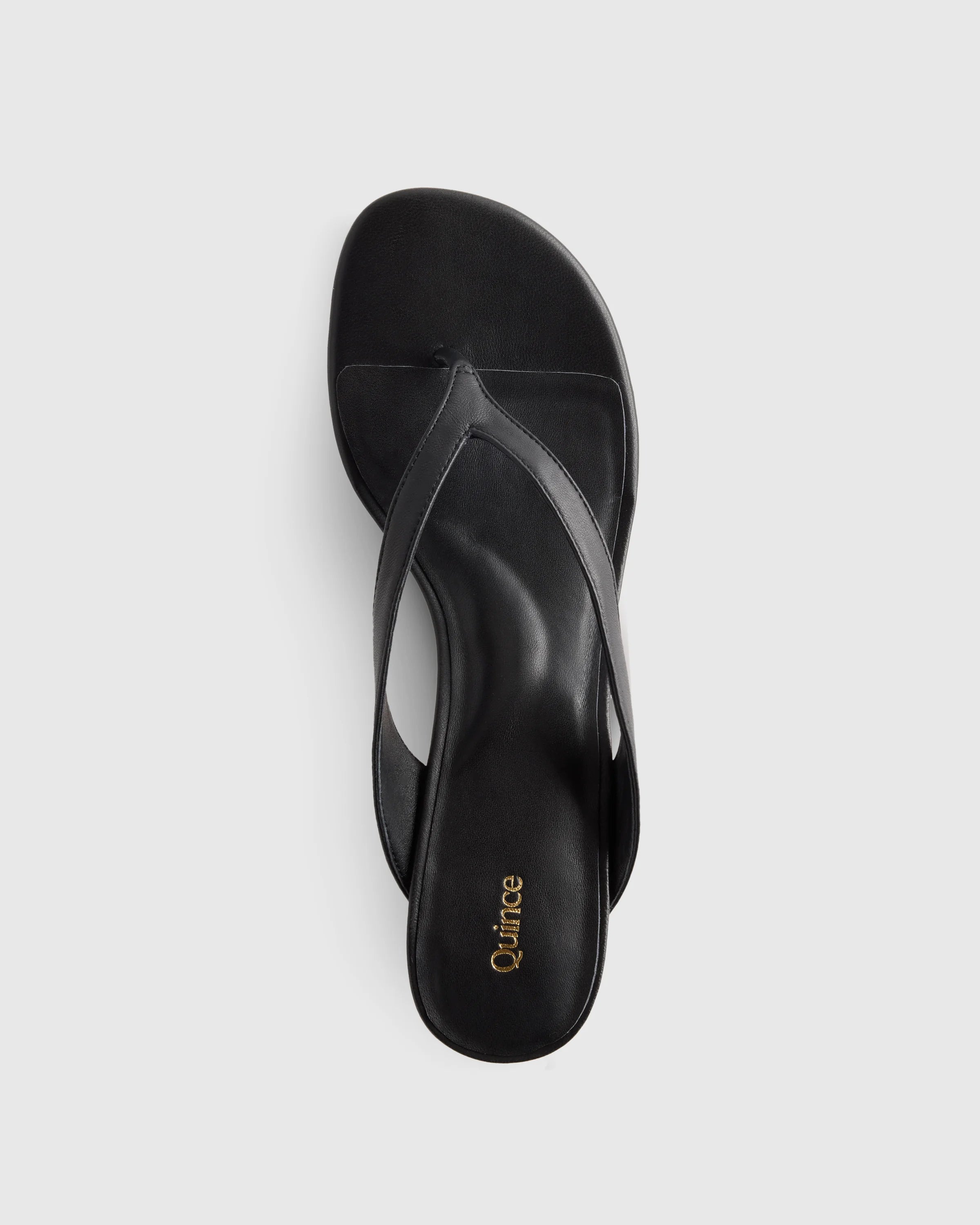Italian Leather Thong Kitten Heel Sandal - 5 / Black Secondary image
