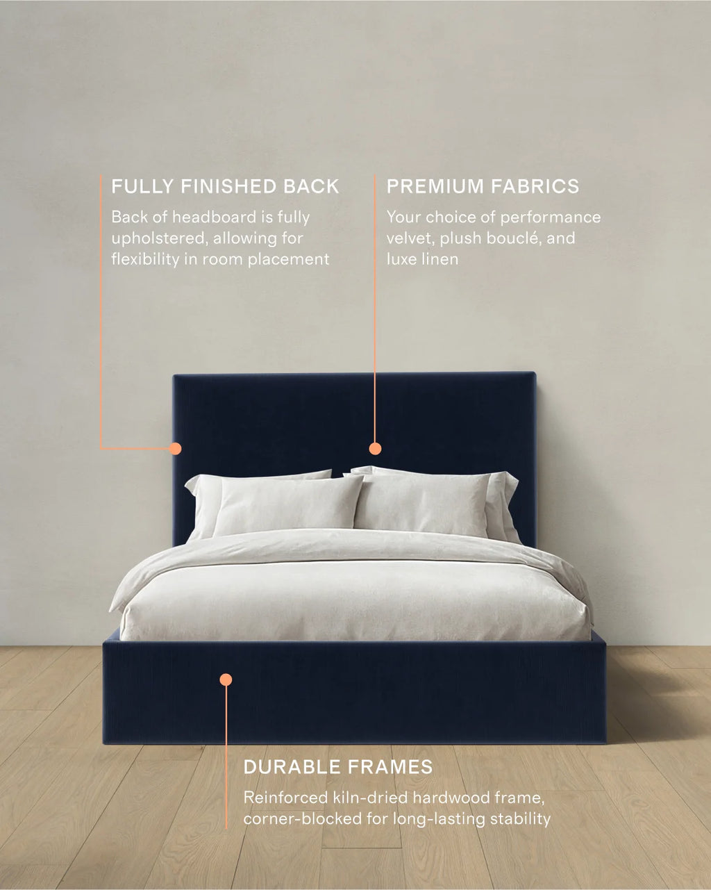 Square Bed in Performance Velvet - Full / Butterscotch