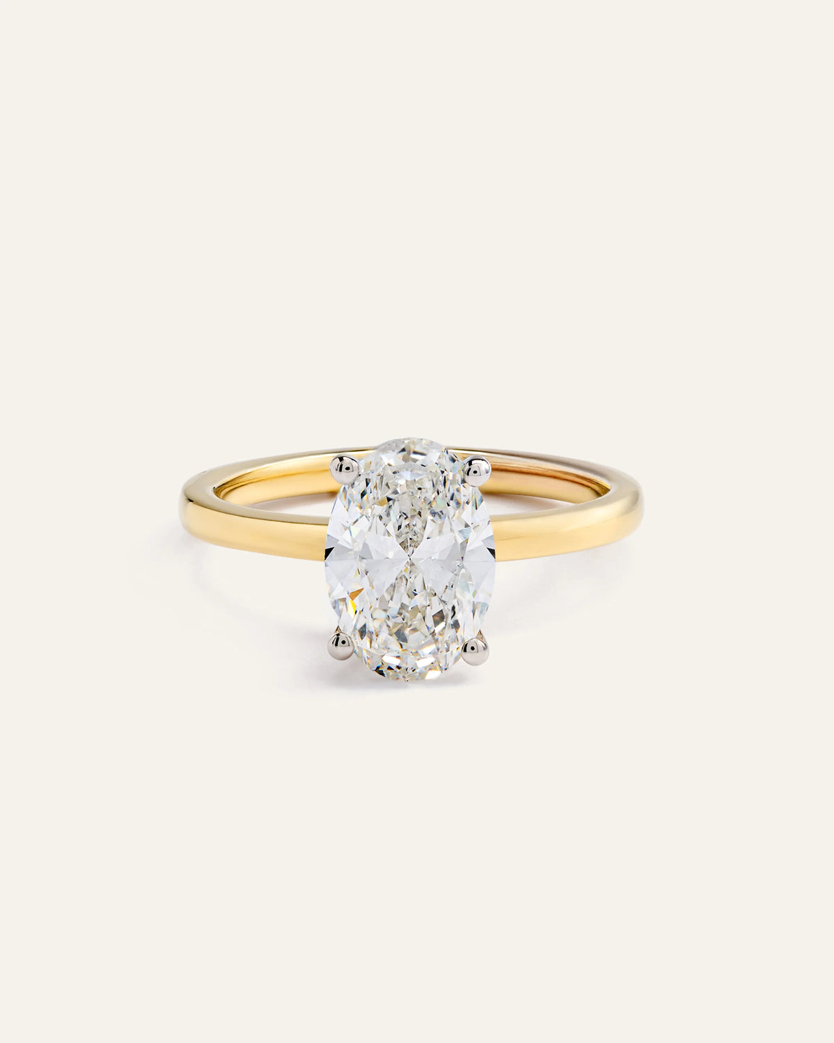 Lab Grown Diamond Oval Comfort Fit Engagement Ring - 2ct - 4 / Yellow Gold Main image