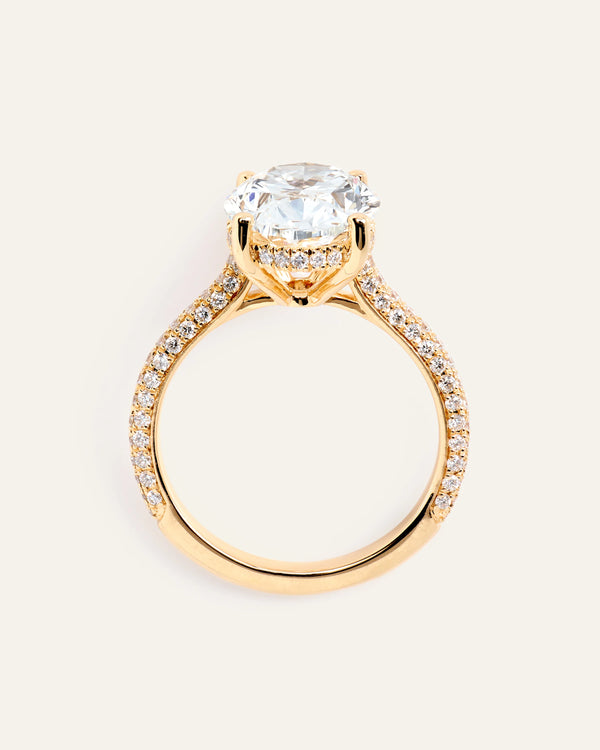 Lab Grown Diamond Oval Pave Cathedral Engagement Ring - 5ct - 4 / Yellow Gold