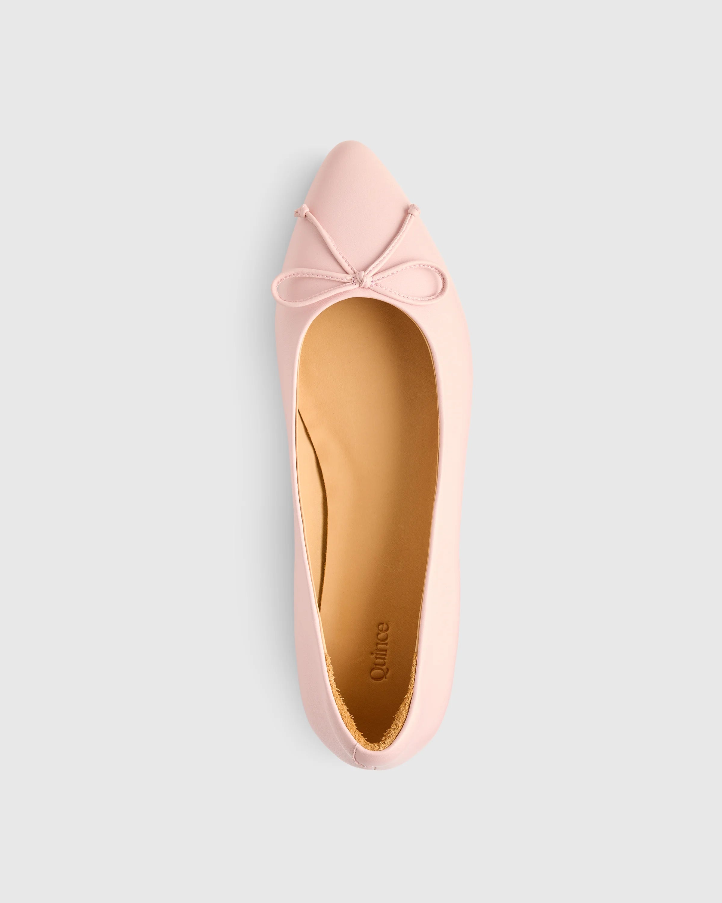 Italian Leather Pointed Bow Flat - 5 / Shell Pink Secondary image