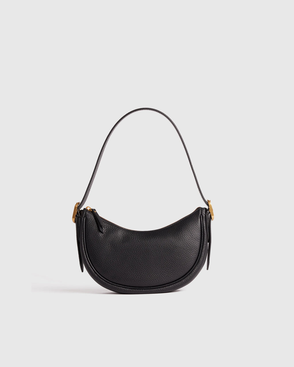 Italian Leather Mini Crescent Shoulder Bag - One Size / Espresso Brown