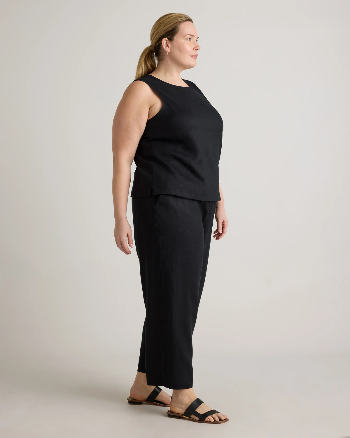 100% European Linen Tank - 1X / White