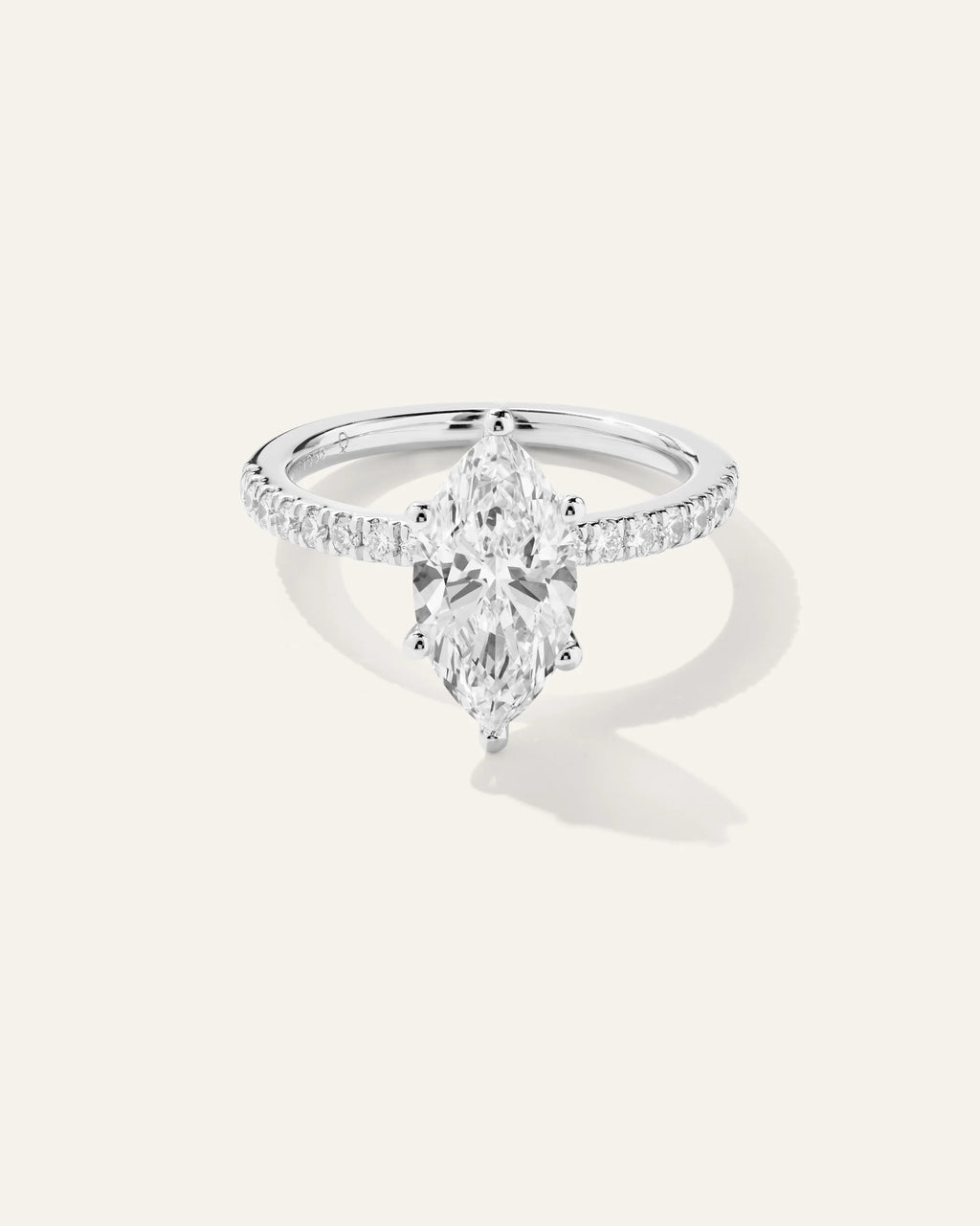 Lab Grown Diamond Marquise Petite Pave Engagement Ring - 2ct - 4 / Yellow Gold
