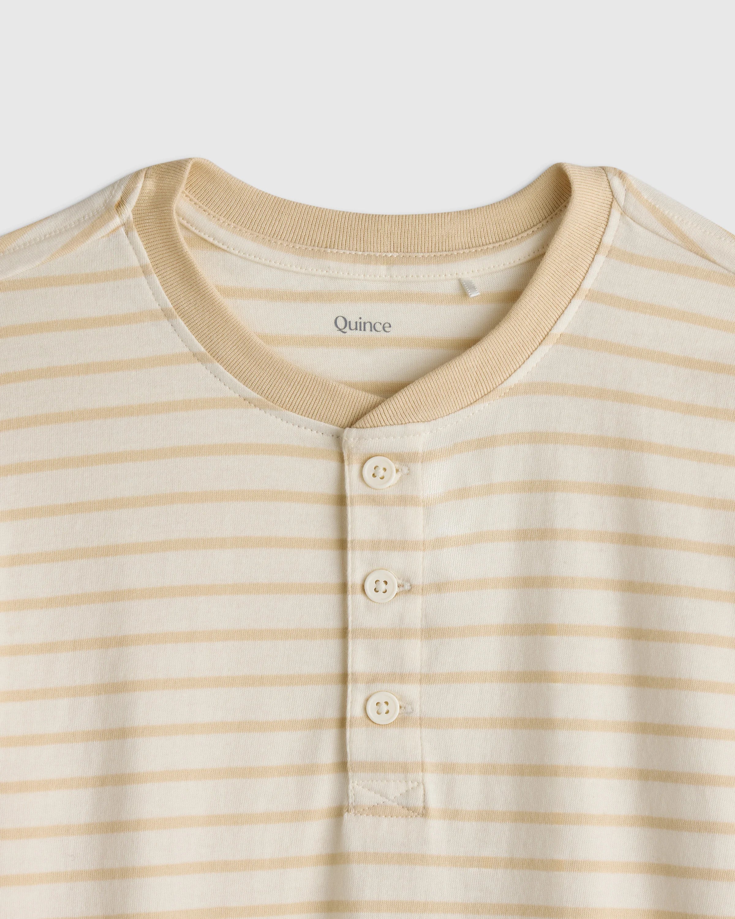 100% Organic Cotton Long Sleeve Henley Tee - 2T / Oatmeal Stripe Secondary image