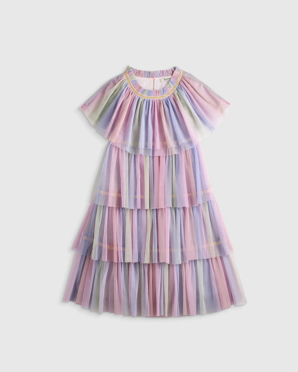 Recycled Tulle Tiered Dress - 2T / Pale Pink