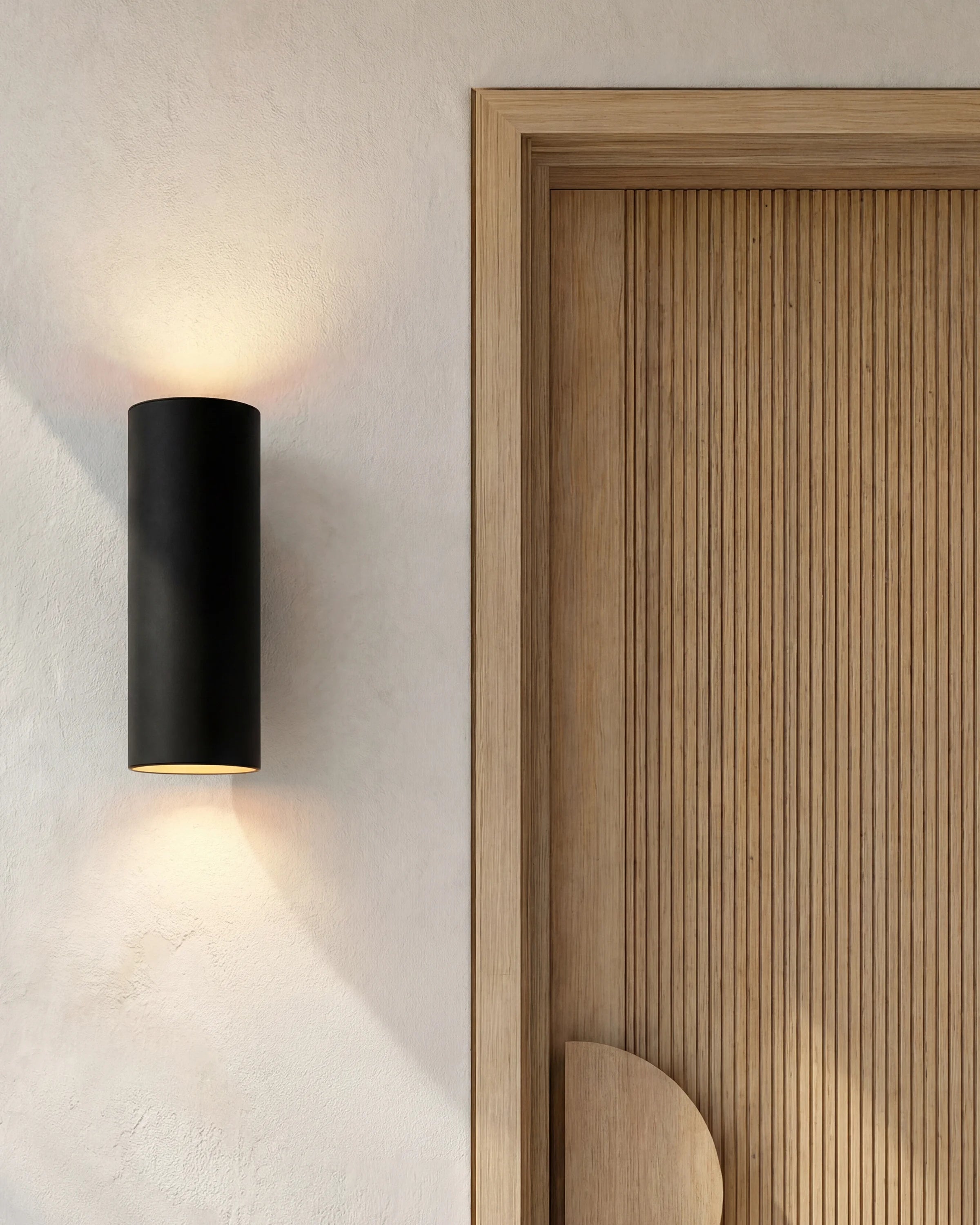 Outdoor Aluminum Cylinder Wall Sconce - One Size / Black Secondary image