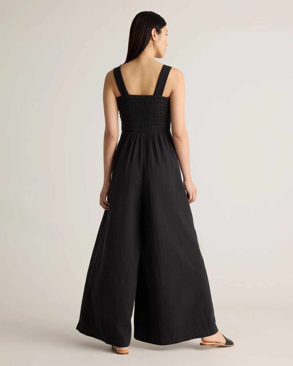 100% Organic Cotton Gauze Smocked Wide Leg Jumpsuit - XS / Wild Cherry