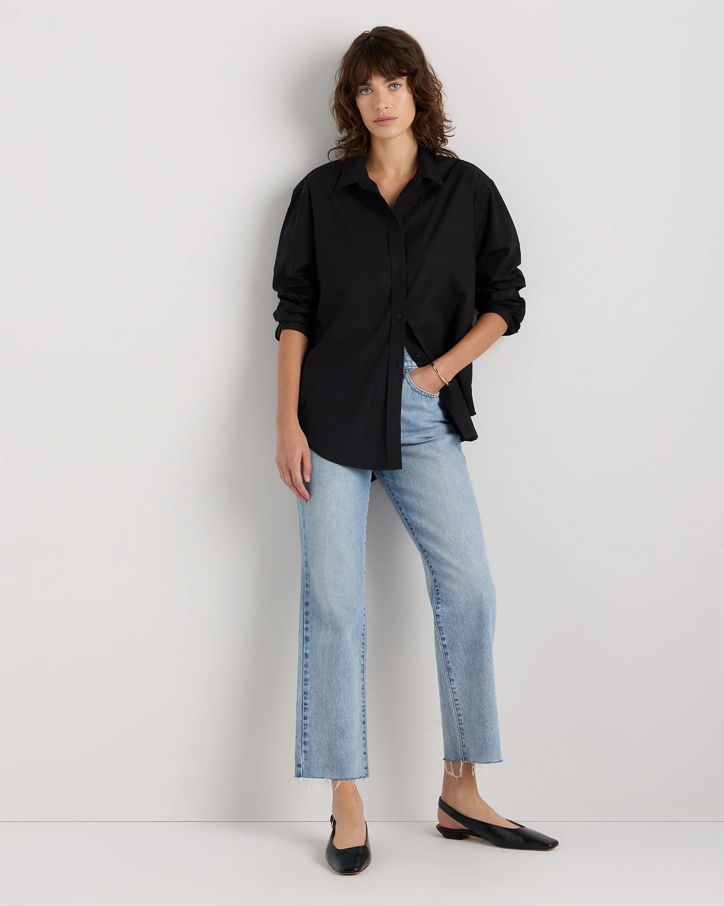 Bella Rigid Straight Jeans - 24 / Powder Blue Raw Hem Secondary image