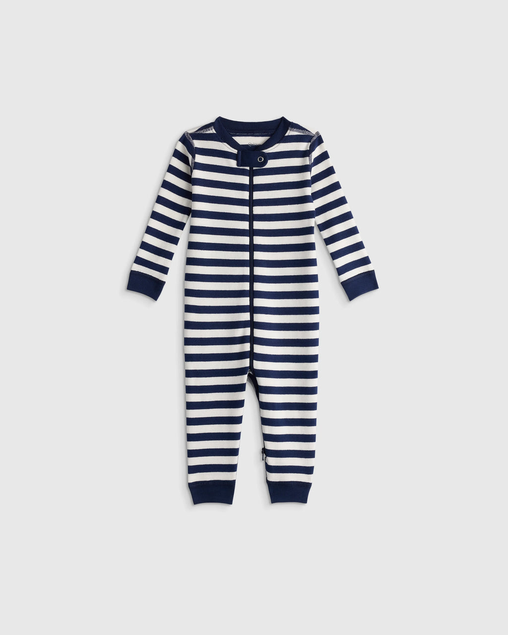 100% Organic Cotton One Piece Pajama - 0-3M / Navy Stripe