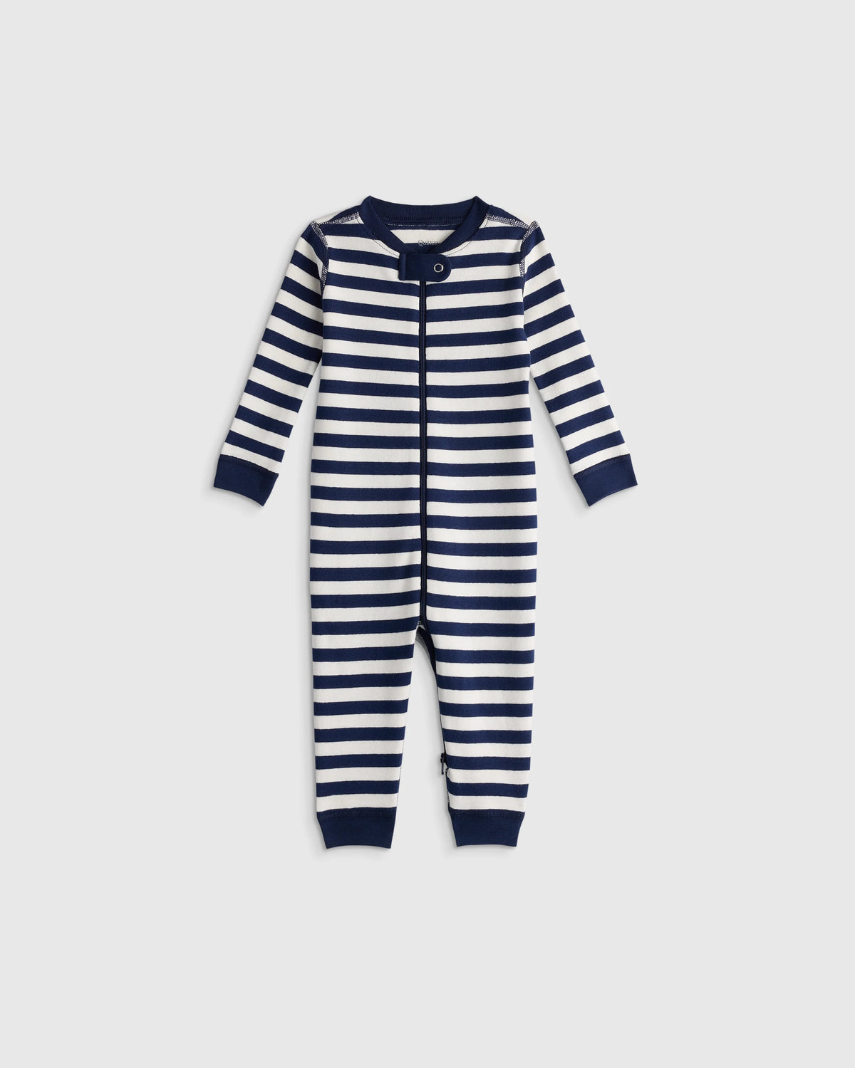 100% Organic Cotton One Piece Pajama - 0-3M / Navy Stripe Main image