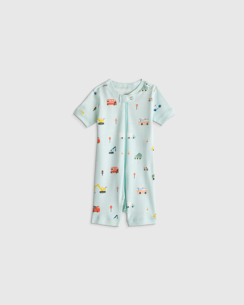 100% Organic Cotton Shortie Onesie Pajama - 0-3M / Animal Faces