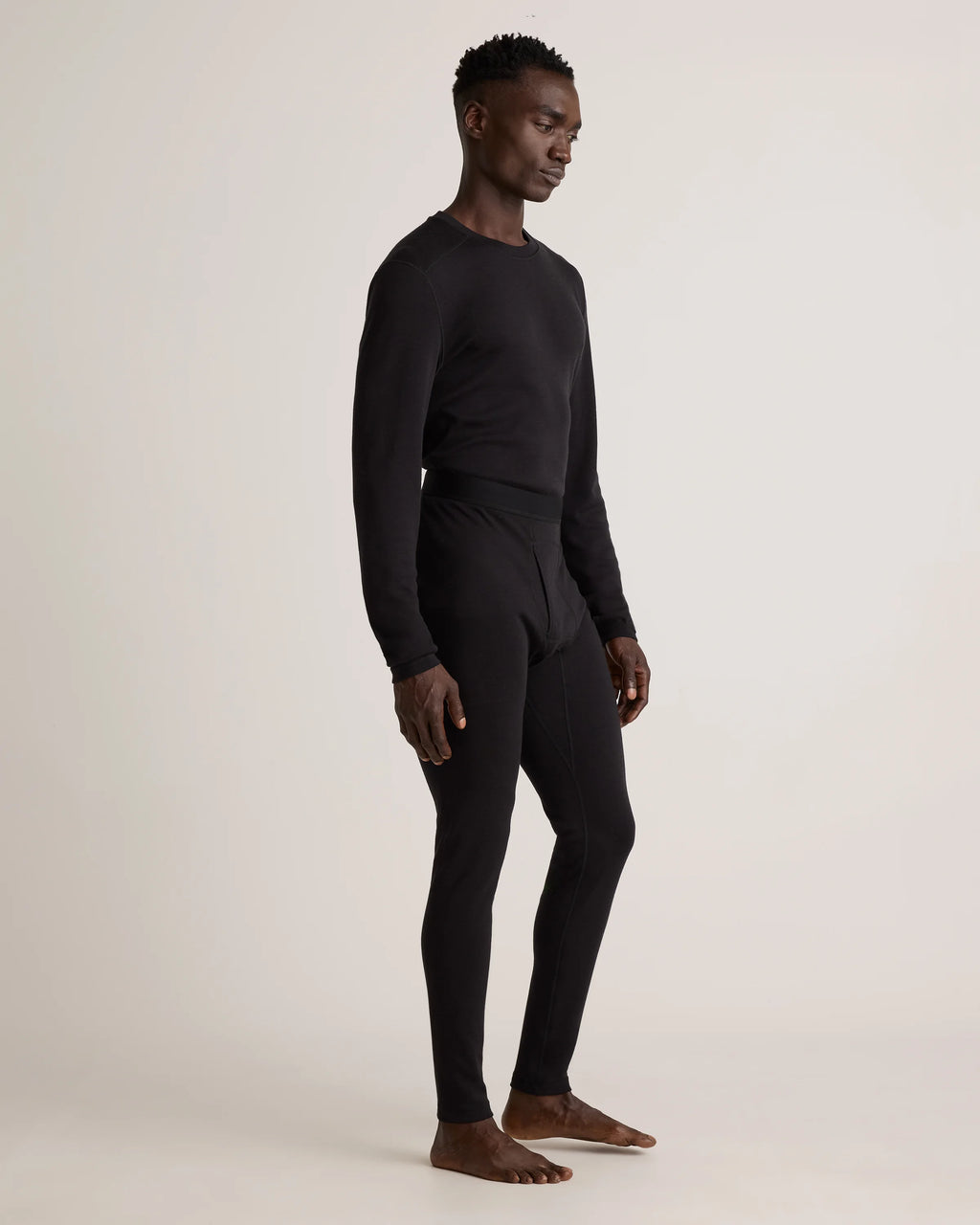 100% Merino Wool Cold Weather Base Layer Bottoms - S / Black