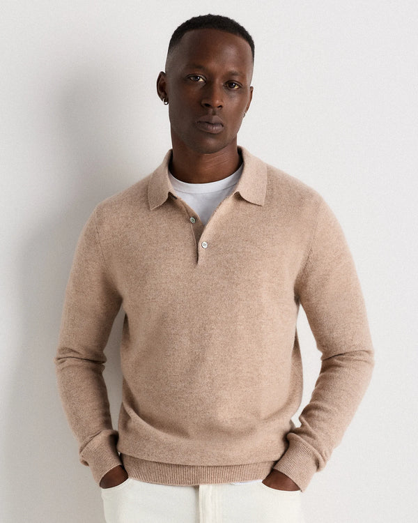 Mongolian Cashmere Polo Sweater - S / True Navy