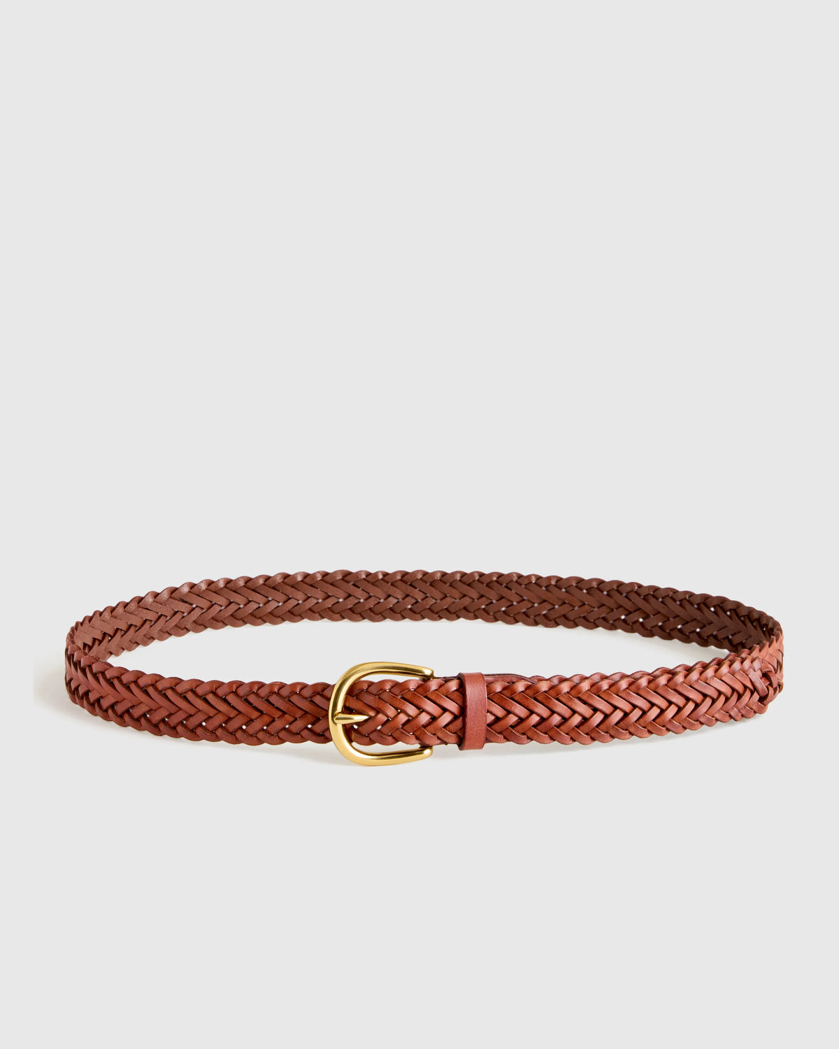 Josie European Leather Braided Belt - XS / Saddle Main image