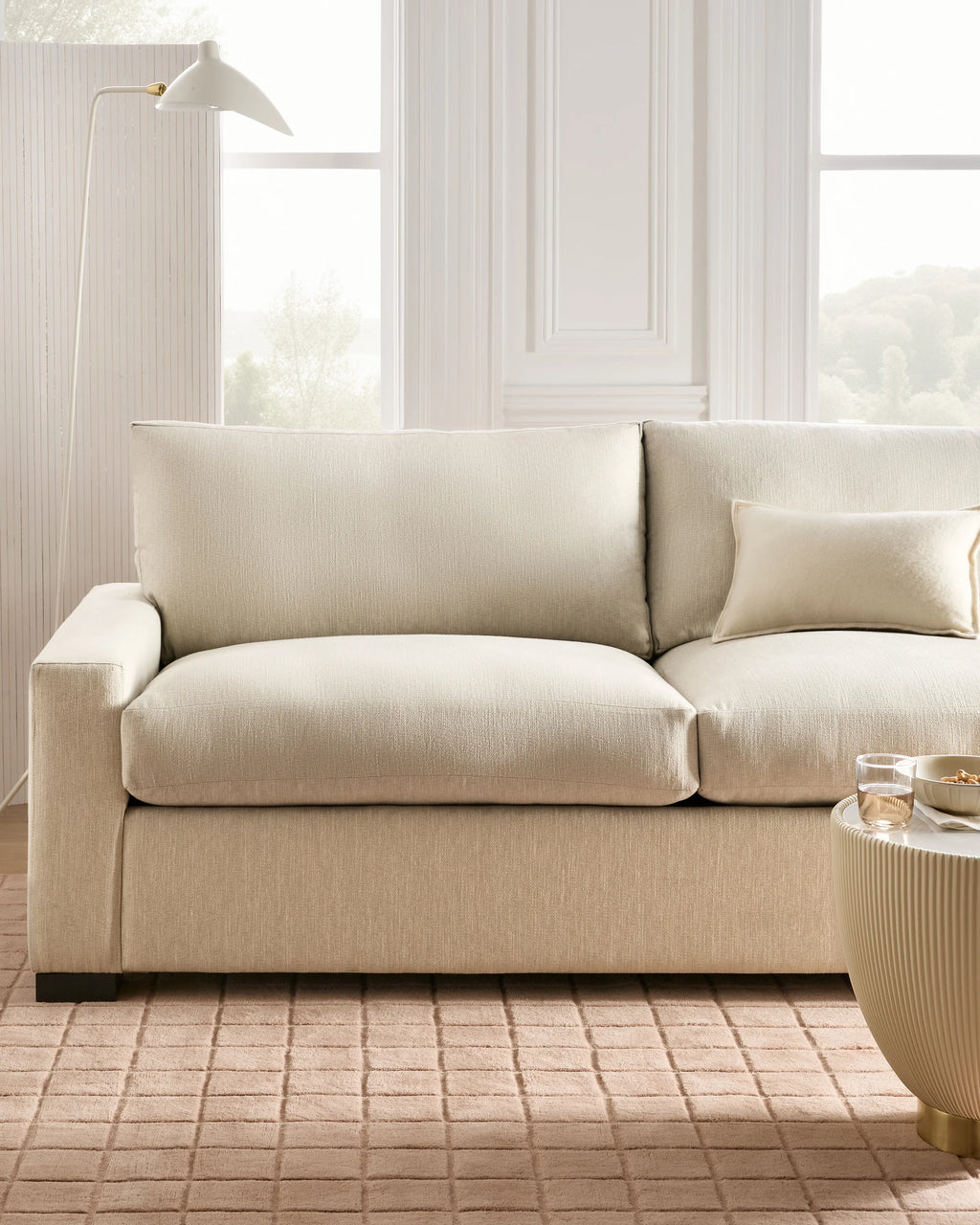 Stillman Sleeper Sofa in Performance Basketweave - Queen / Flax