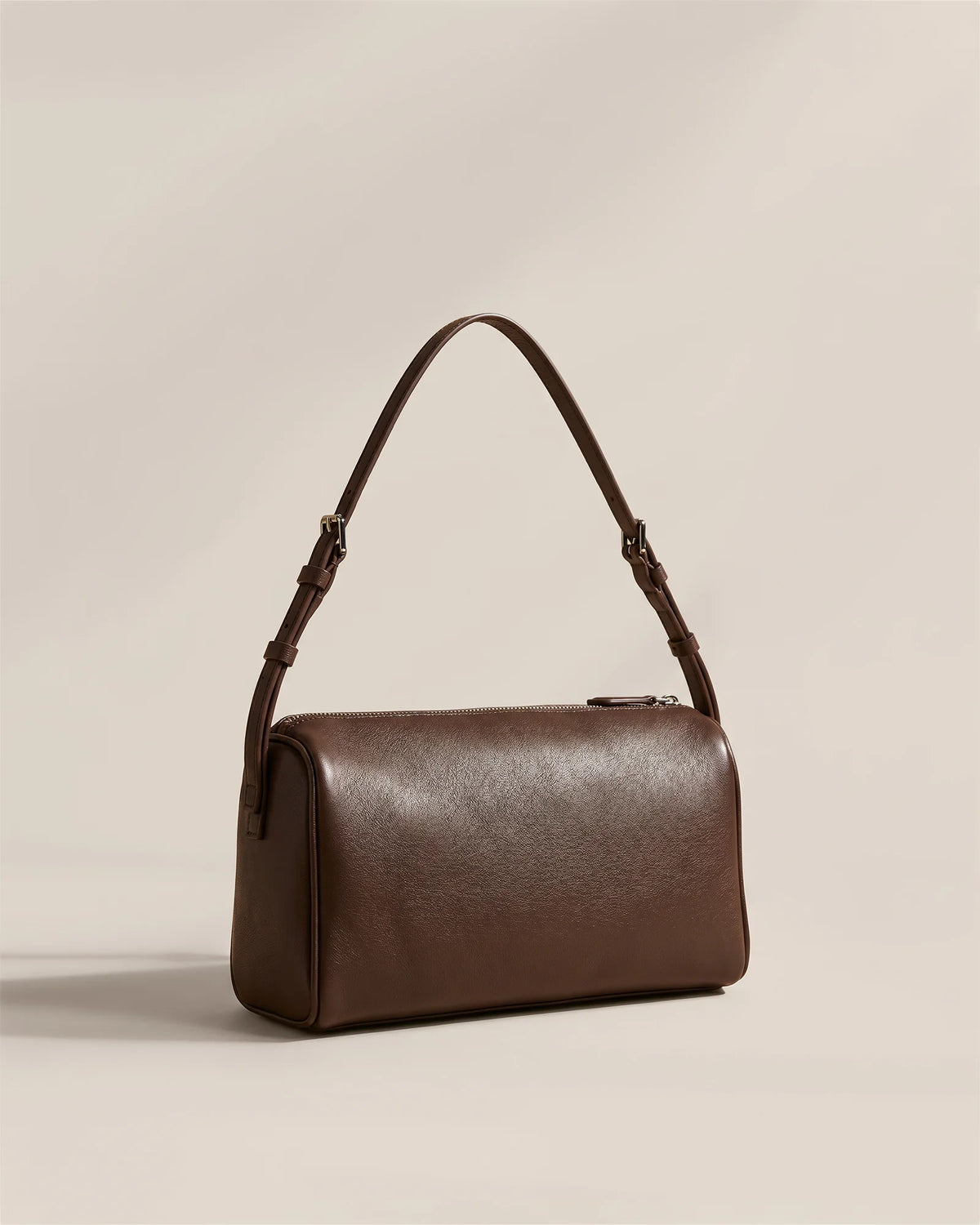 Italian Leather Mini Barrel Shoulder Bag - One Size / Dark Brown Main image