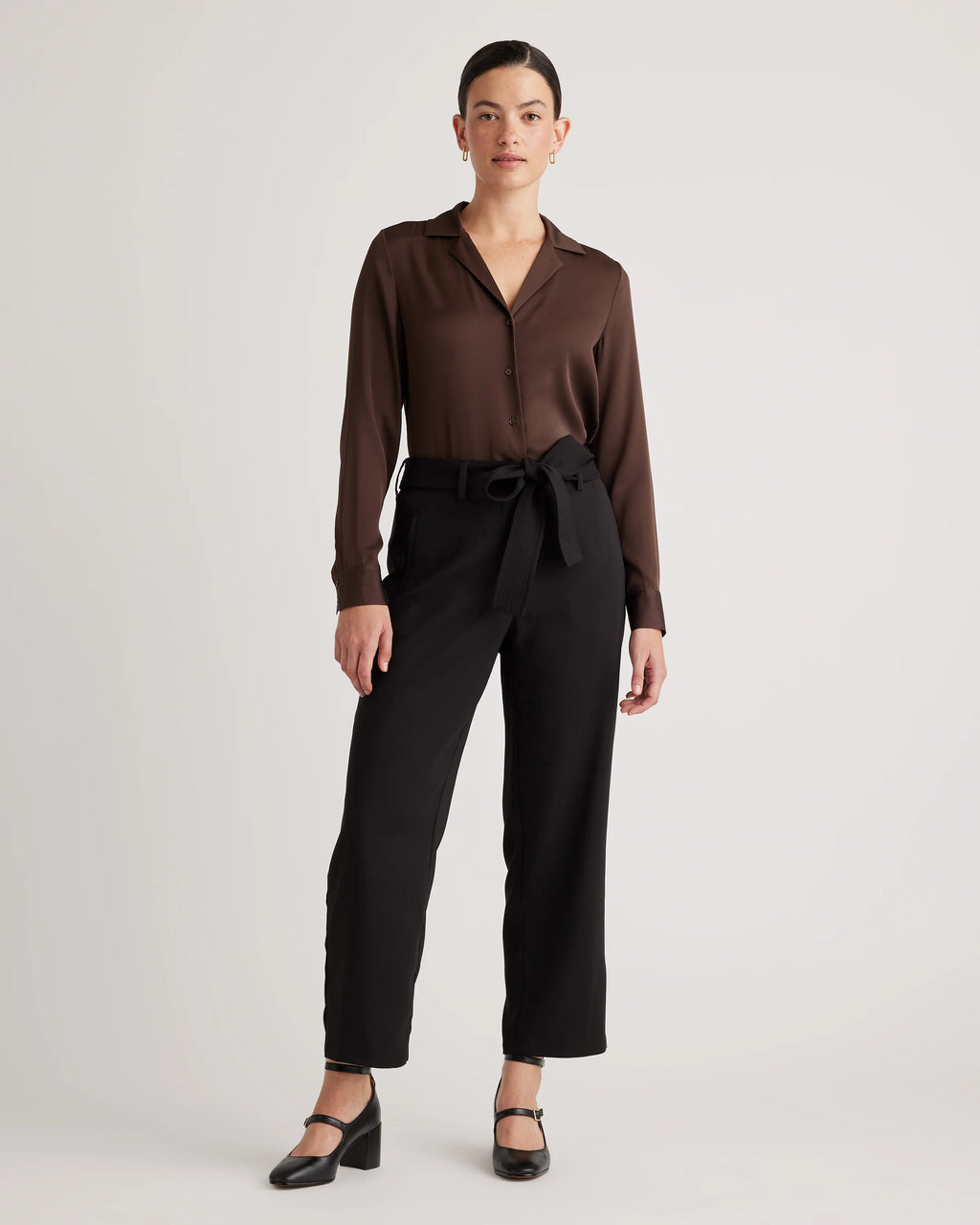 Washable Stretch Silk Notch Collar Blouse - XS / Moonstone Blue