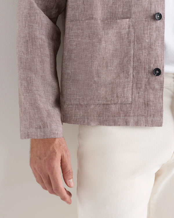 100% European Linen Chore Jacket - S / Flax