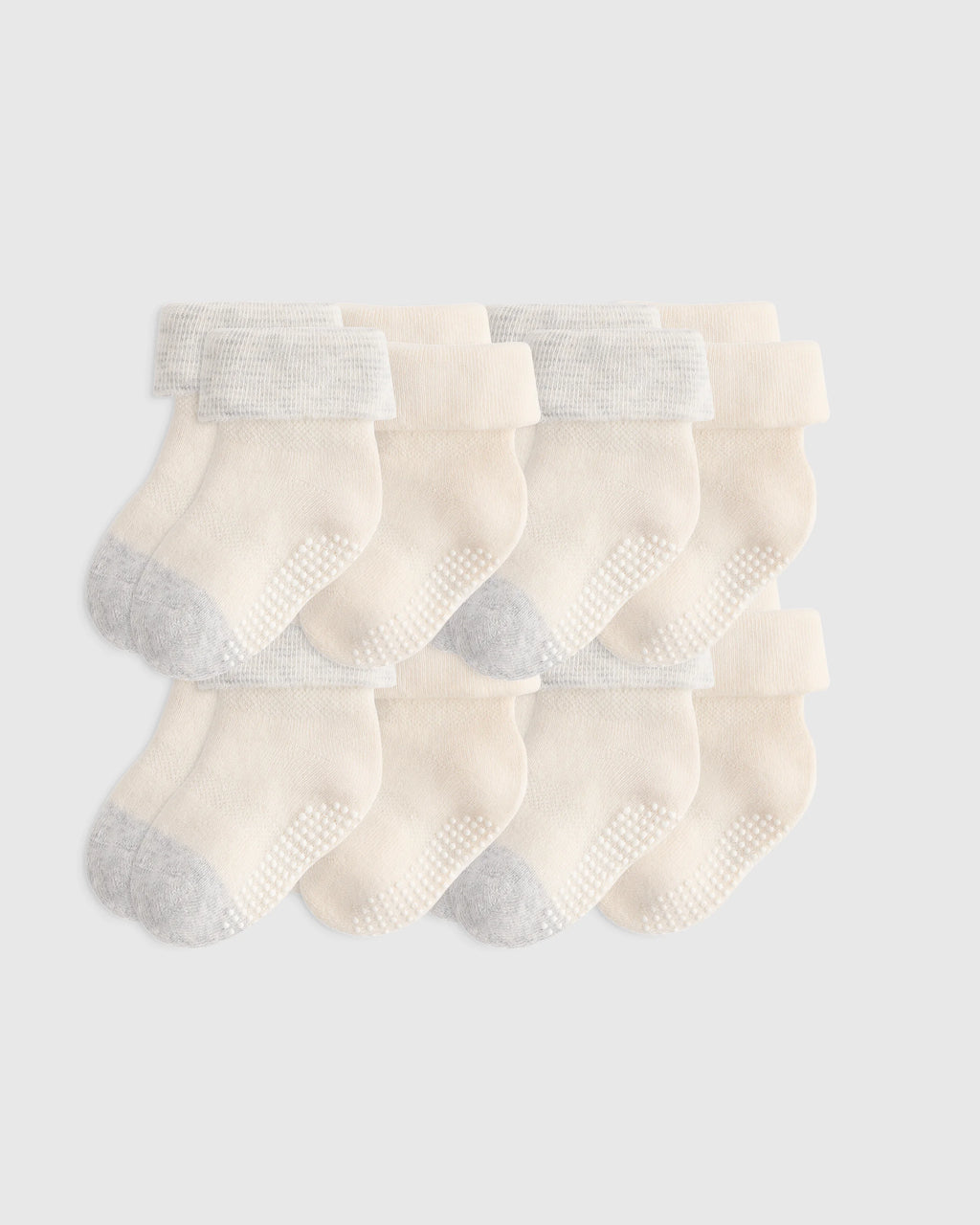 Organic Cotton Gripper Fold Over Socks 8-Pack - One Size / Blue Multi