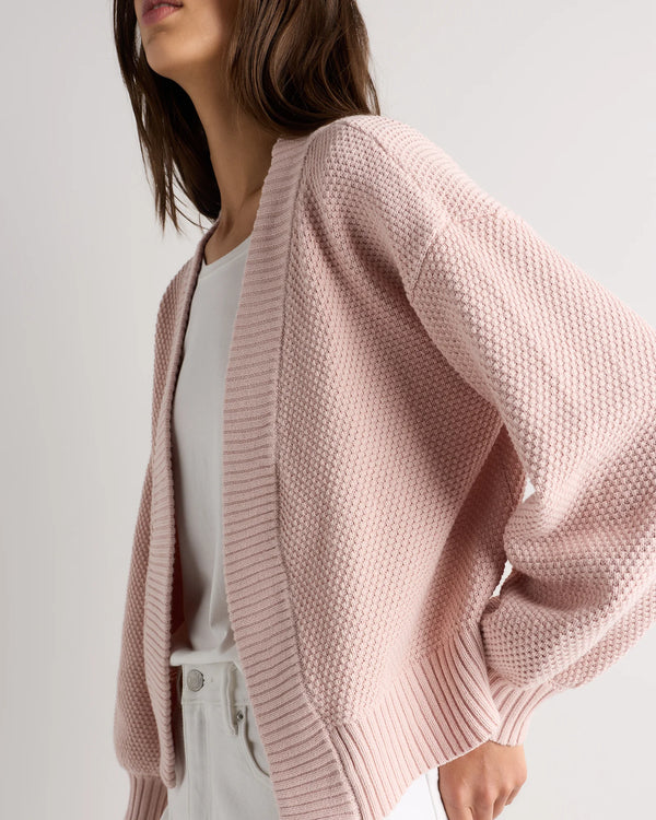 100% Organic Cotton Waffle Stitch Open Cardigan - XS / Sky Blue