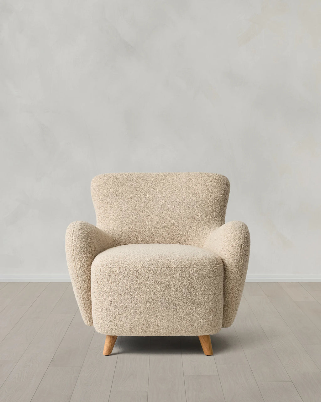 Teddy Boucle Petite Wingback Accent Chair - One Size / Oatmeal