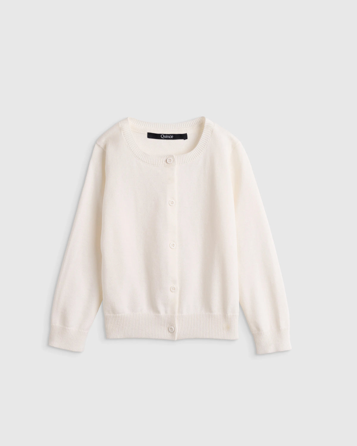 100% Organic Cotton Crewneck Cardigan - 2T / Ivory Main image