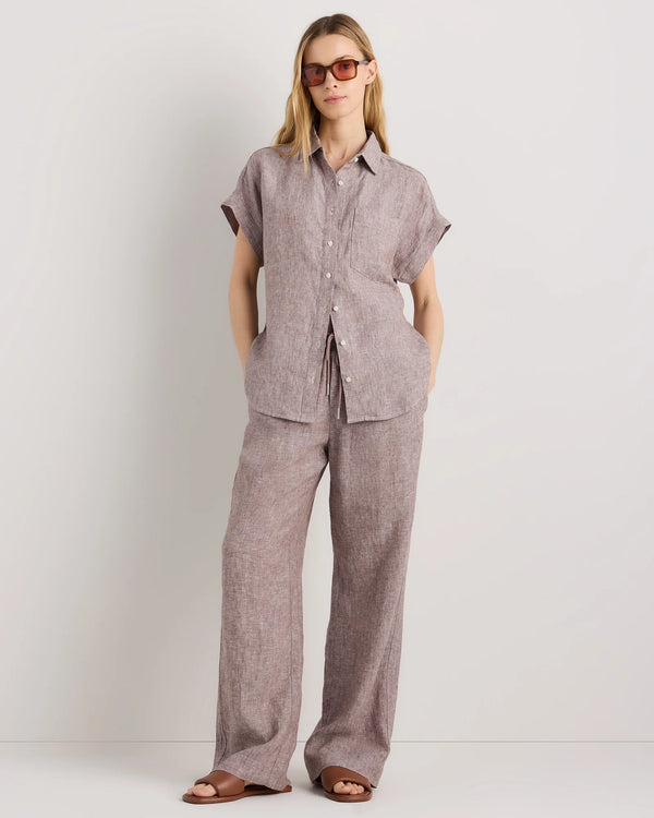 100% European Linen Wide Leg Pants - XS / Bayberry Olive