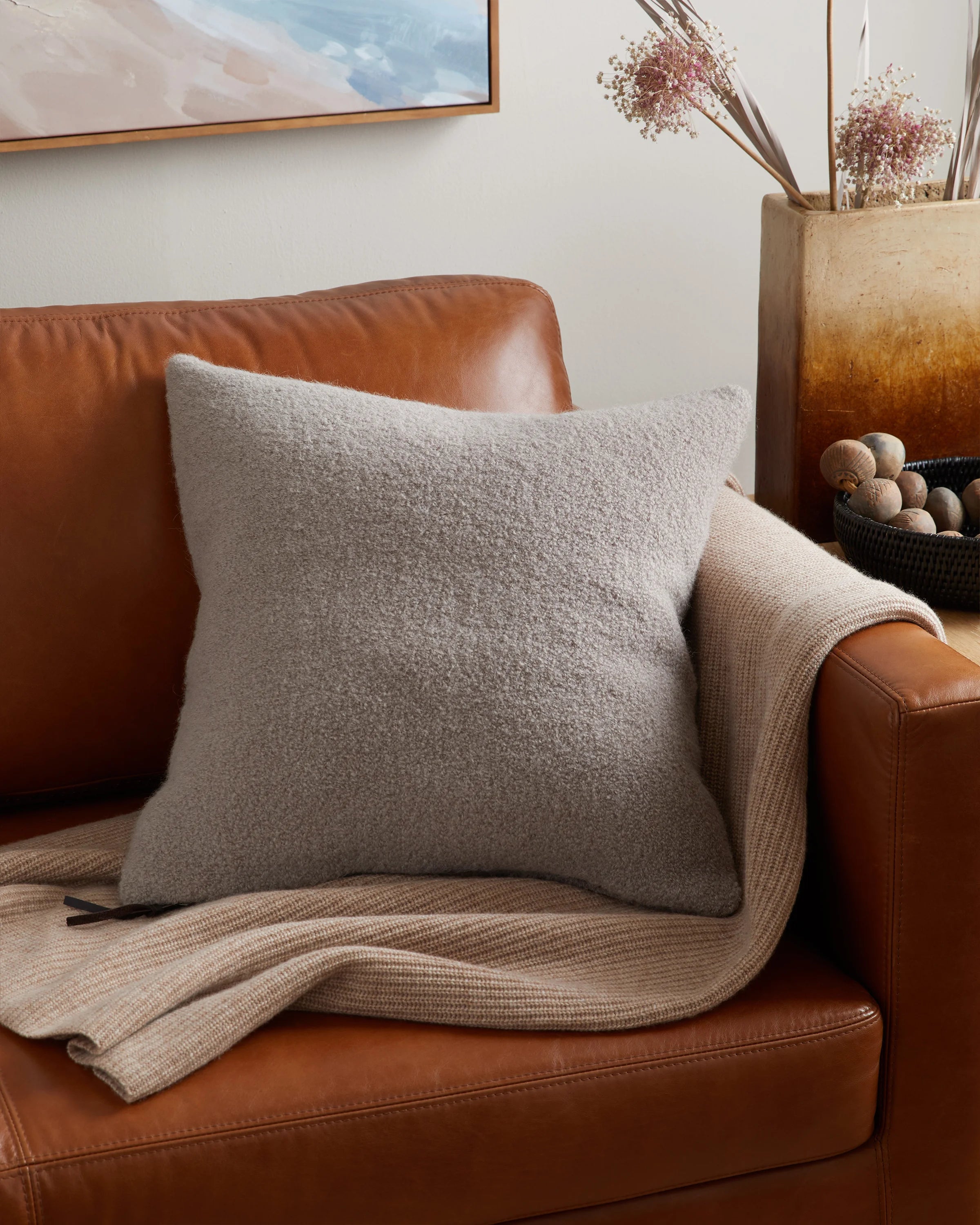Alpaca Boucle Pillow Cover - 20x20 / Light Heather Grey Secondary image