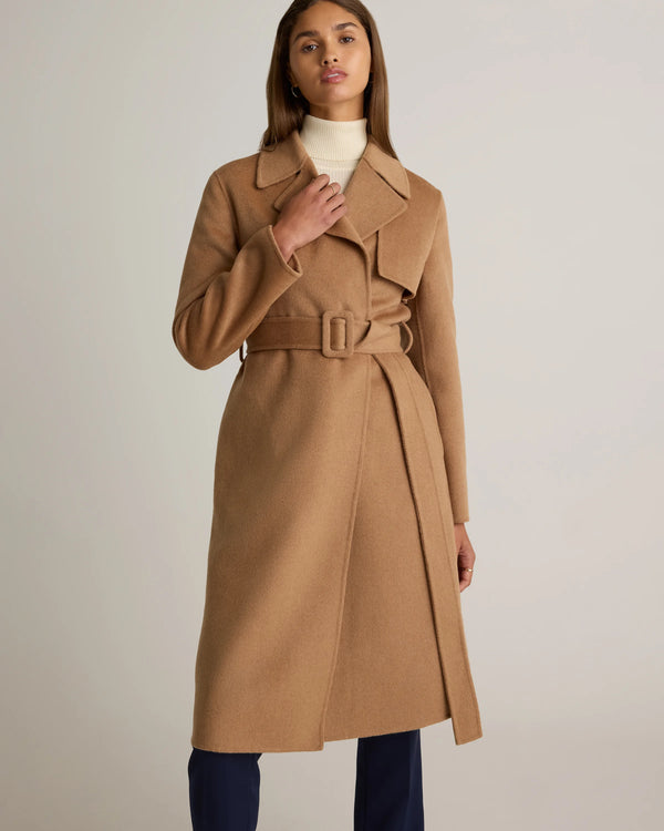 Double-Faced Merino Wool Trench Coat - XS / Caramel