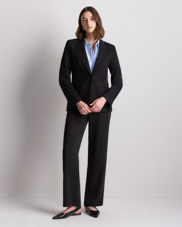 Ultra-Stretch Ponte Single-Breasted Blazer - XS / Espresso