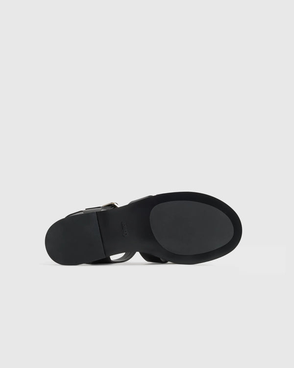 Italian Leather Fisherman Sandal - 5 / Black