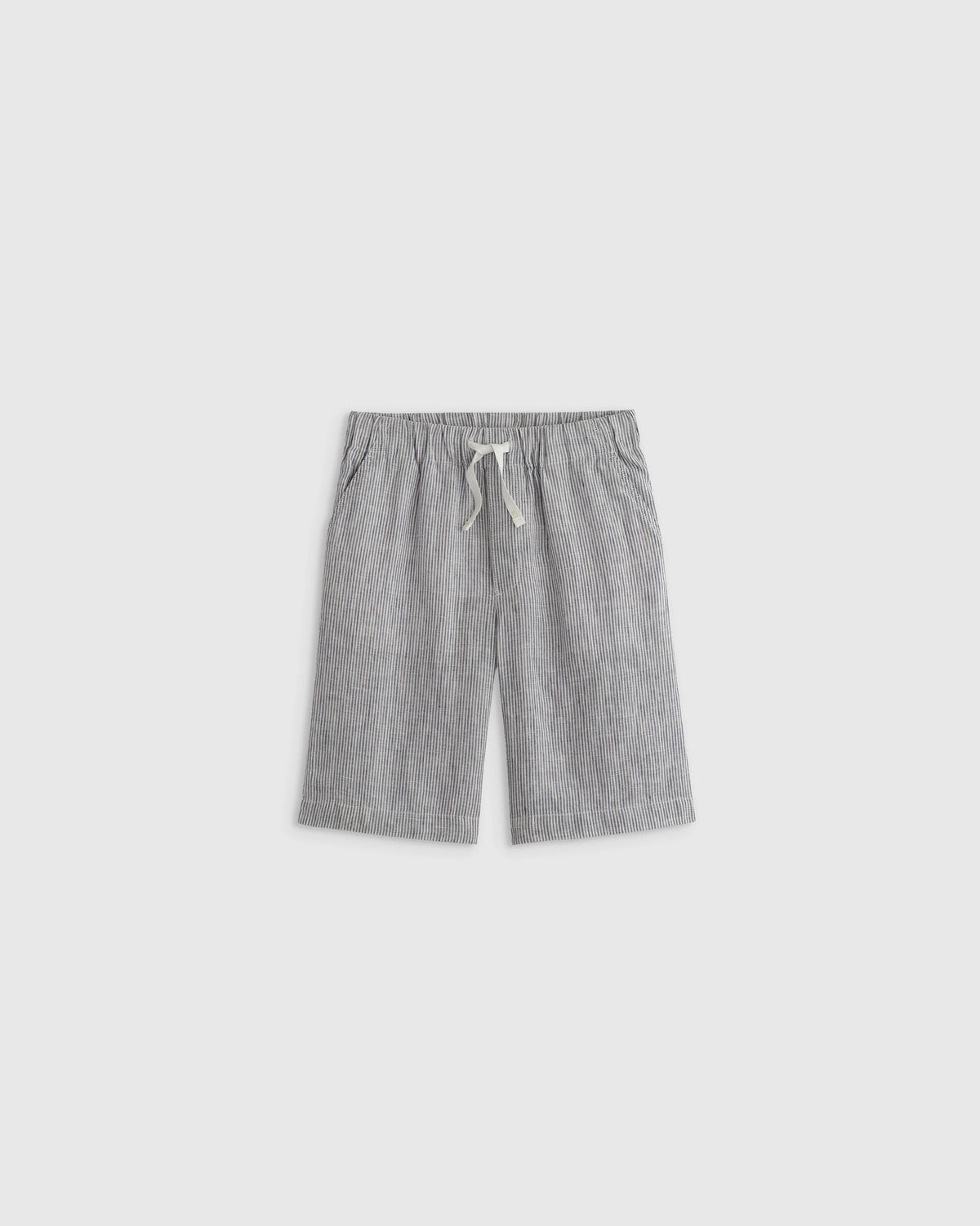 100% European Linen Pull-On Shorts - 6 / Blue Pinstripe Main image
