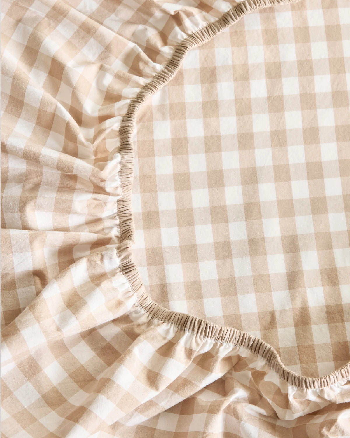 Organic Crisp Percale Gingham Sheet Set - Twin / Cafe