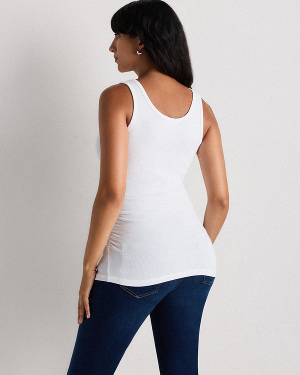 Bamboo Rib Maternity Scoop Neck Tank - XS / Deep Navy