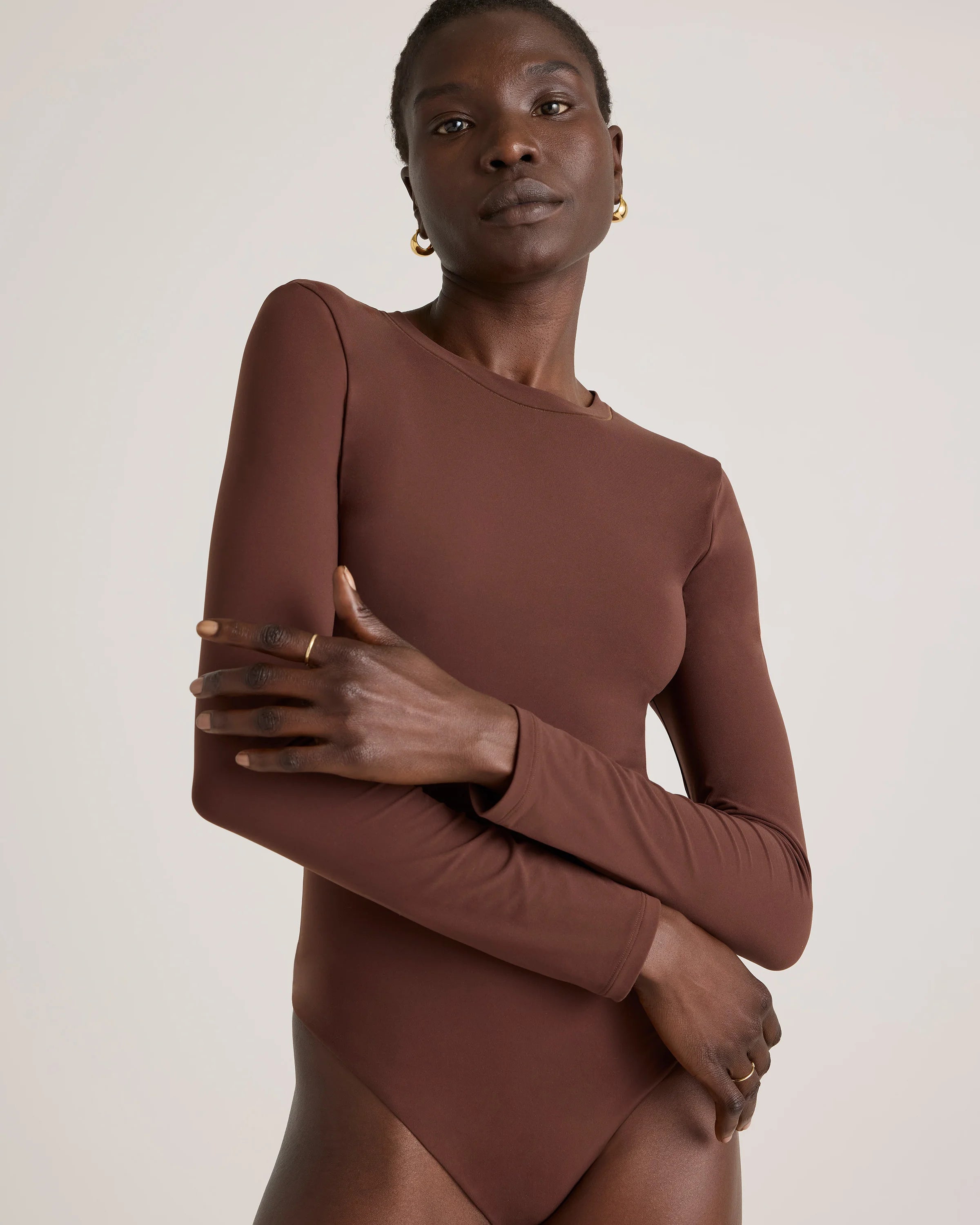 Second Skin Long Sleeve Crew Neck Bodysuit - XS / Cocoa Secondary image