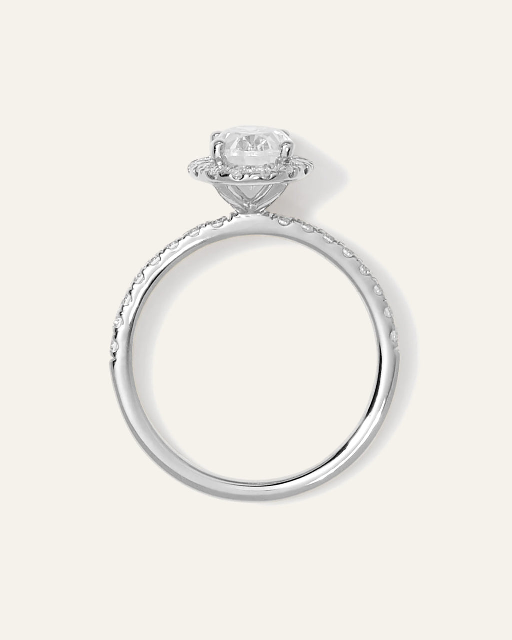 Lab Grown Diamond Oval Halo Pave Engagement Ring - 1ct - 4 / Yellow Gold