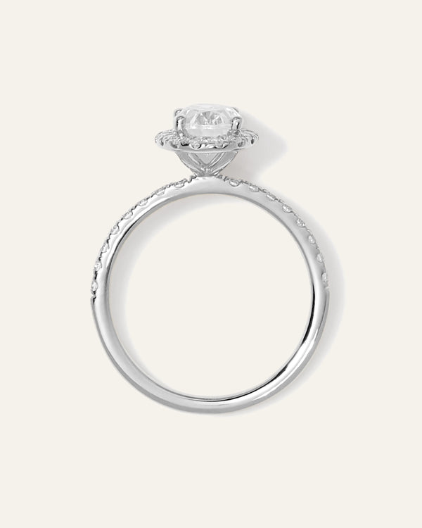 Lab Grown Diamond Oval Halo Pave Engagement Ring - 1ct - 4 / Yellow Gold