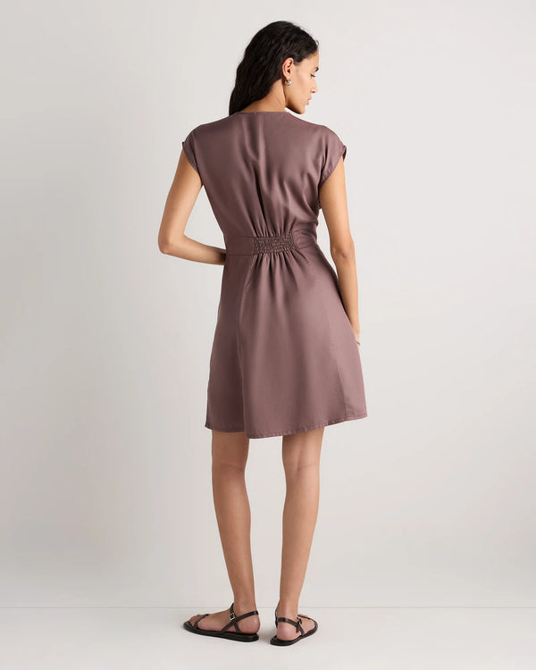 Vintage Wash Tencel Button Front Dress - XS / Taupe Brown