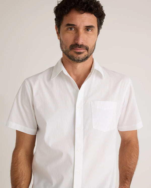 Organic Cotton Stretch Poplin Short Sleeve Shirt - S / Light Blue