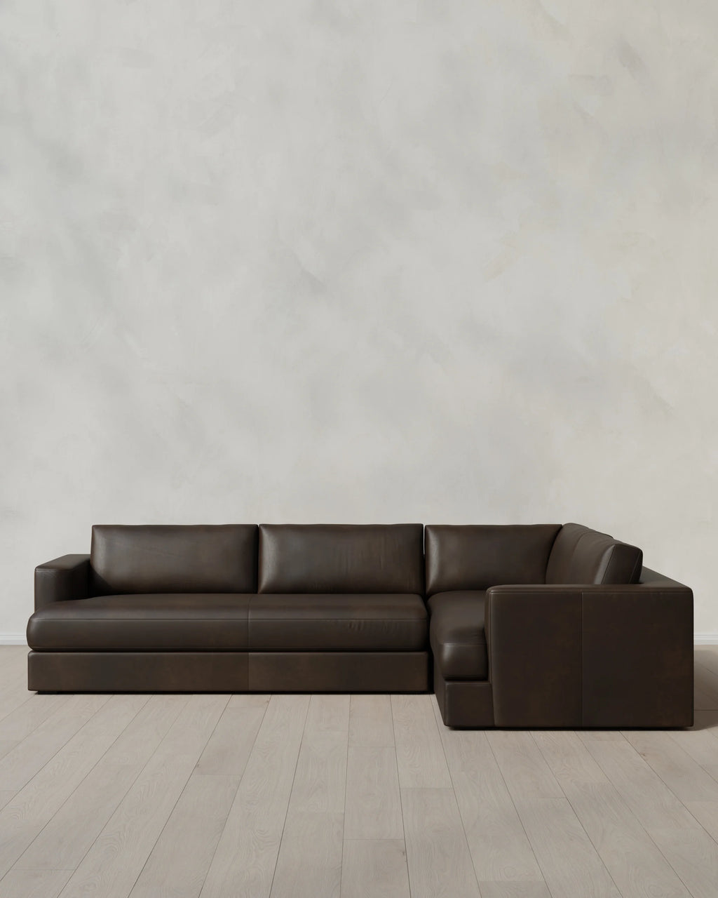 Sierra Curved Arm L Sectional in Leather - Right Arm / Auburn
