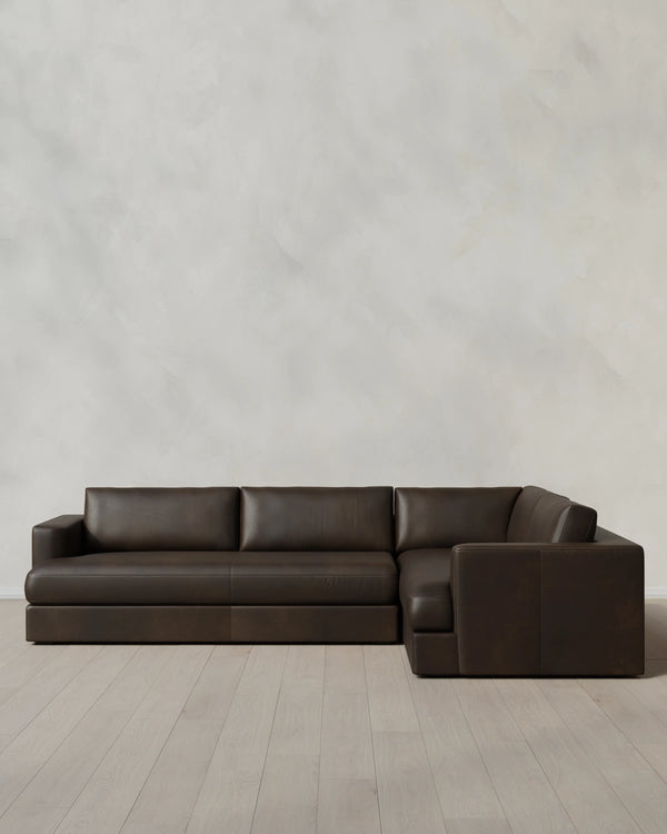 Sierra Curved Arm L Sectional in Leather - Right Arm / Auburn