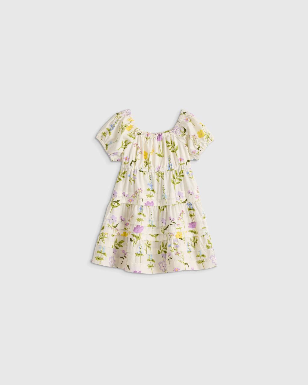 100% Organic Cotton Poplin Tiered Dress - 3-6M / Peach Floral
