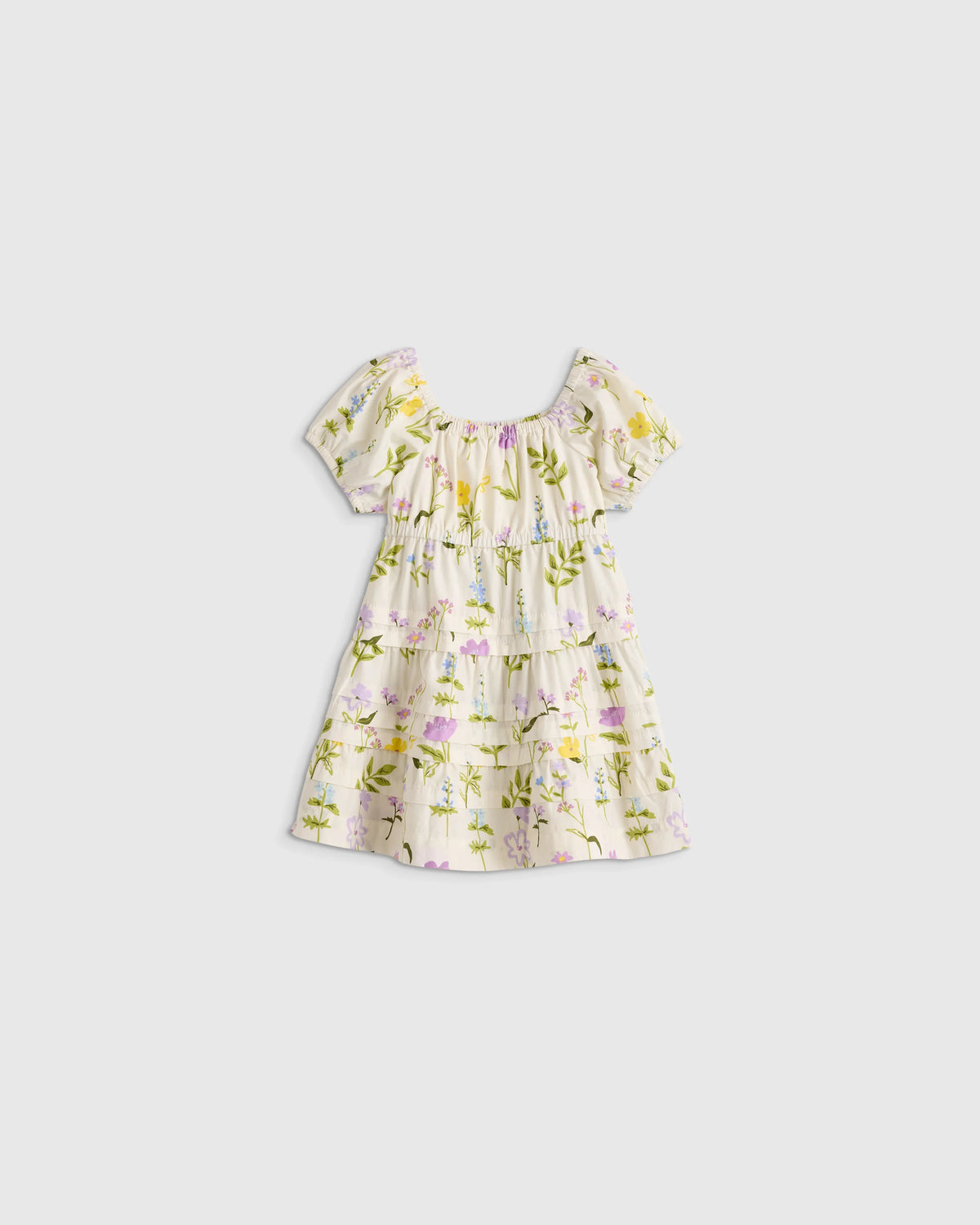100% Organic Cotton Poplin Tiered Dress - 3-6M / Peach Floral