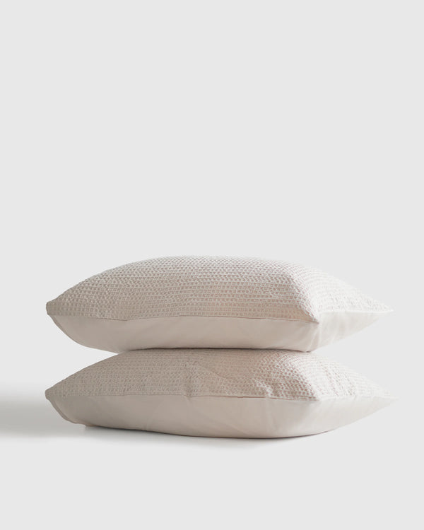 Organic Luxe Honeycomb Sham Set - Standard / Mineral