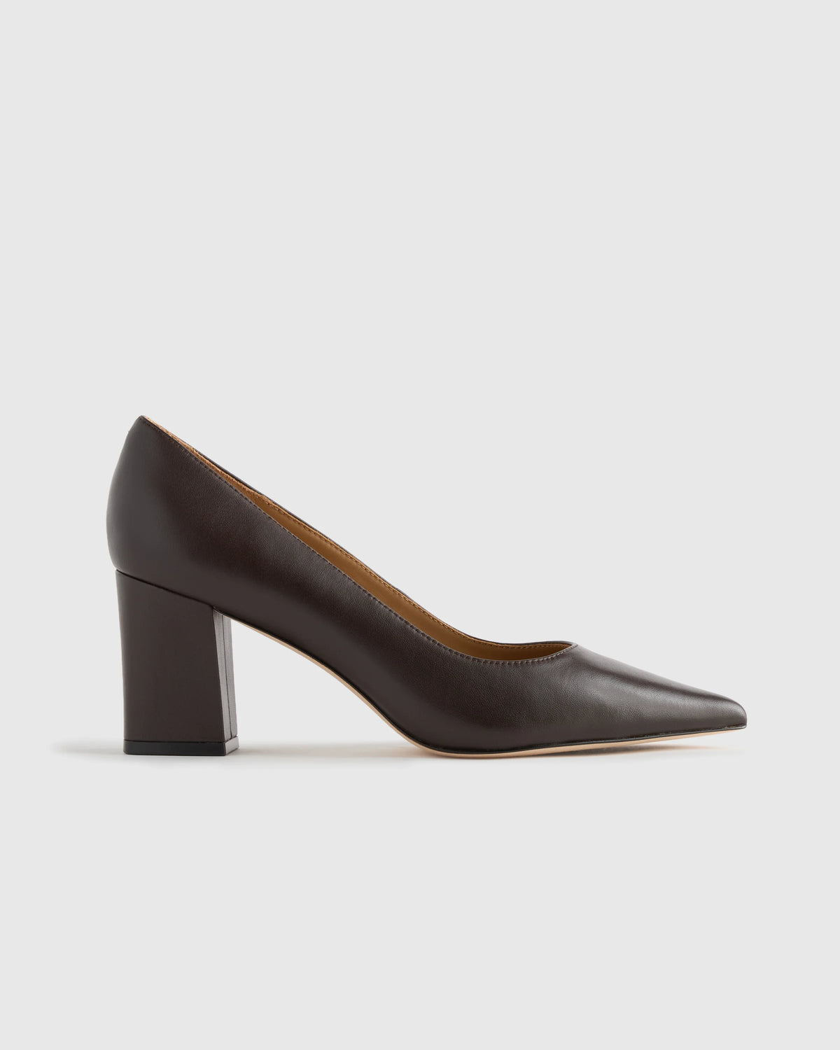 Italian Leather 65mm Block Heel Pump - 5 / Coffee Bean Main image