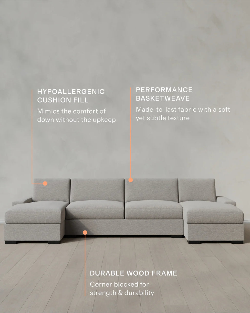 Stillman U Sectional in Performance Basketweave - One Size / Flax